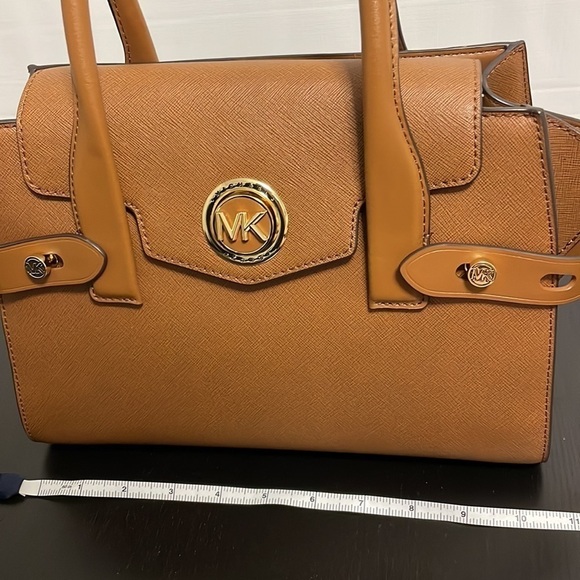 Michael Kors Carmen belted saffiano leather satchel crossbody luggage brown - Picture 10 of 11